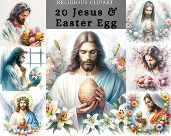 Jesus Easter Egg Clipart Bundle: Floral Religious Designs (Digital)