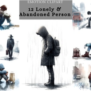 Una clipart di persona abbandonata, una persona sola, design stampabile a sublimazione per lavoretti con la carta