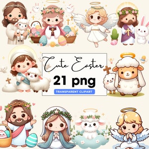 Cute Chibi Easter Clipart PNG, cartoon style Transparent png , funny sticker for Scrapbooking , junk journal, social media and cards