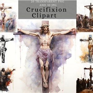 Jesus Crucifixion Cross Clipart , Cross of Atonement , Calvary Cross design, Christ&#39;s Sacrifice , watercolor painting