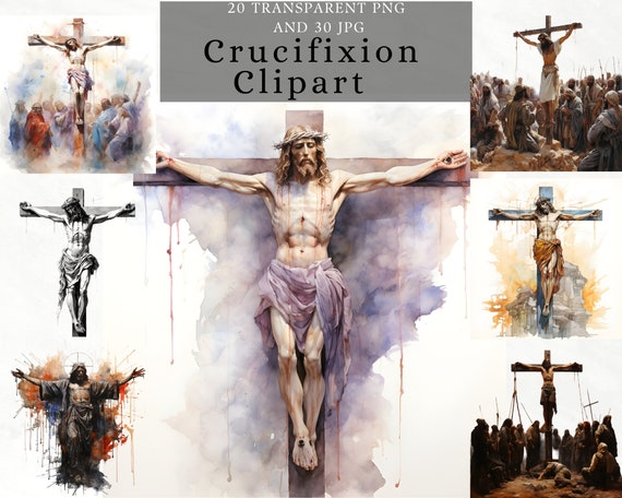 Jesus Crucifixion Cross Watercolor Clipart (PNG, JPG)