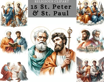 Saint Peter And Saint Paul Clipart  , Printable Saint sublimation design for Scrapbooking, junk journal, paper craft