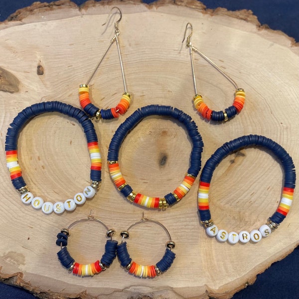 Houston Astros Beaded Bracelets and/or Earrings