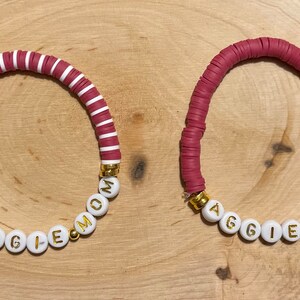 Texas A&M Aggie Mom Clay Bead Bracelet