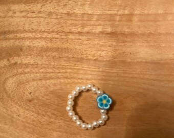 teal flower ring