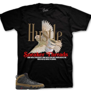 Shirts To Match Retro 9 Olive AJ9 - Hustle Bird Sneaker Tee