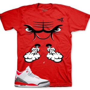 Sneaker Tees To Match Retro 3 Fire Red - Raging Face Shirt