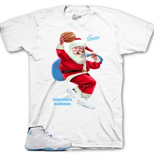 Shirts To Match Retro 11 Legend Blue Columbia - Dunkmas Santa Claus Tees