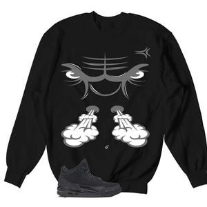 Sweater To Match Retro 3 Black Cat AJ3 - Raging Face Sweatshirt