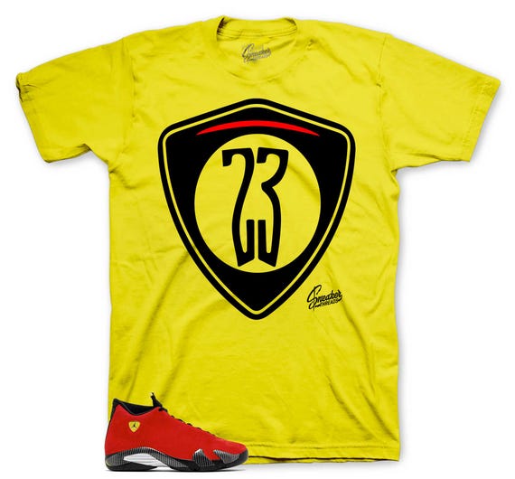 jordan 14 black and yellow shirts