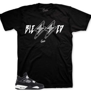 Sneaker Tees To Match Retro 4 White Thunder - Blessed Shirt