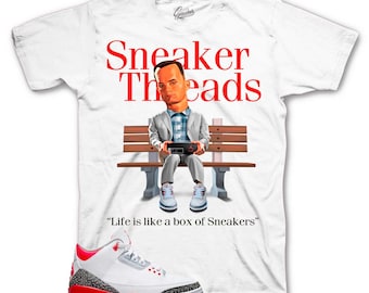 Camisetas deportivas a juego con el modelo Retro 3 Fire Red - Box Of Sneakers Shirt