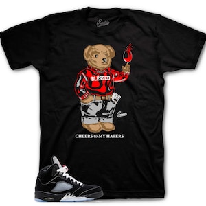 T-Shirt To Match Retro 5 Black Metallic AJ5 Reimagined - Cheers Bear Sneaker Tees
