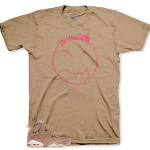 Sneaker Tees To Match Retro 6 British Khaki Travis Scott - Smiley Shirt