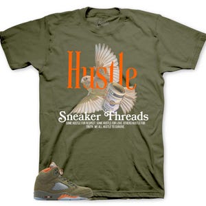 Shirts To Match Retro 5 Olive AJ5 - Hustle Bird Sneaker Tee