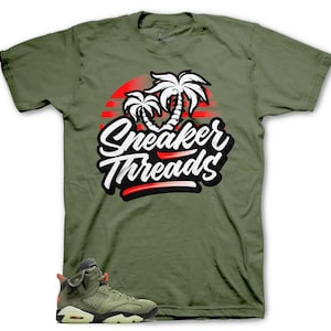 Sneaker Tees To Match Retro 6 Olive Travis - Sneaker Threads Palms