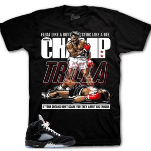 T-Shirt To Match Retro 5 Black Metallic AJ5 Reimagined - Champ Sneaker Tees
