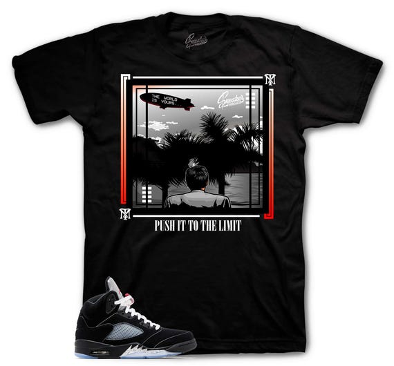 T-shirt to Match Retro 5 Black Metallic AJ5 Reimagined - World