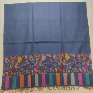 Kashmiri embroidered blue/golden color kani reversible shawls Pure Pashmina shawl,  Hand embroidery, Kashmiri  shawl.