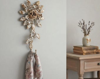 Vintage Floral Wall Hook: French Country Farmhouse Decor