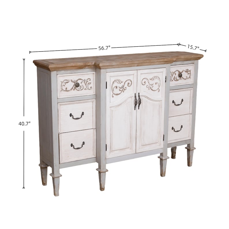 Vintage Sideboard Cabinet – Rustic French Country Buffet with Drawers and Doors, Farmhouse Storage Console image 3
