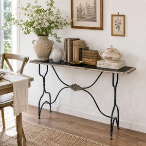 French Iron Console Table, Rustic Farmhouse Entryway Table