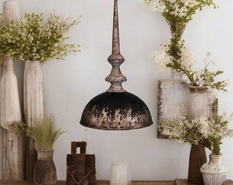 Weathered Metal Hanging Light for Country Chic Style