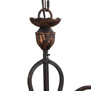 French Country Iron Chandelier, 6 Light Vintage Rustic Ceiling Light image 5