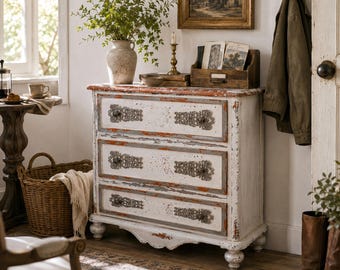 Rustic 3 Drawer Dresser, Farmhouse Accent Chest