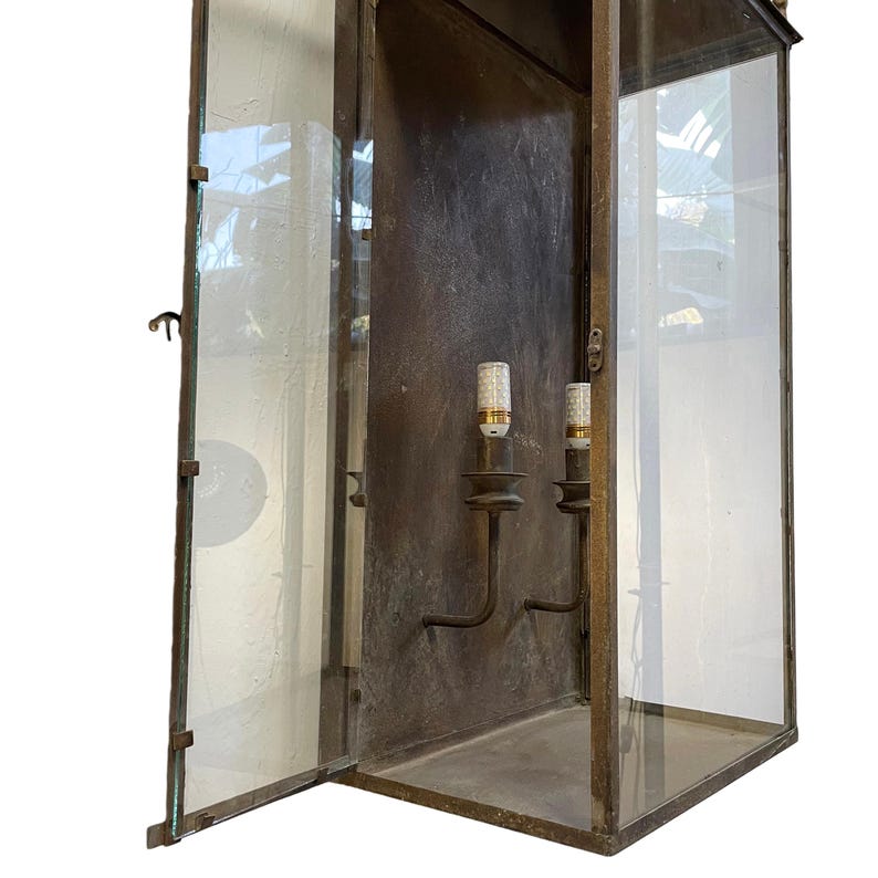 Vintage Wall Lantern with Glass Door, Double Light French Style Wall Sconce image 5