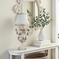 Vintage Floral Table Lamp: Shabby Chic Distressed Metal Lighting