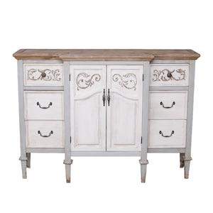 Vintage Sideboard Cabinet – Rustic French Country Buffet with Drawers and Doors, Farmhouse Storage Console image 4