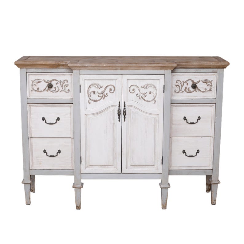 Vintage Sideboard Cabinet – Rustic French Country Buffet with Drawers and Doors, Farmhouse Storage Console image 4