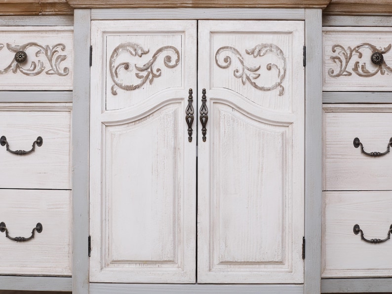 Vintage Sideboard Cabinet – Rustic French Country Buffet with Drawers and Doors, Farmhouse Storage Console image 6