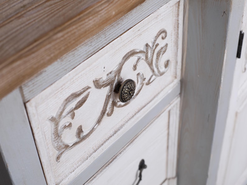 Vintage Sideboard Cabinet – Rustic French Country Buffet with Drawers and Doors, Farmhouse Storage Console image 5