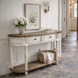 ヴィンテージコンソールテーブル、フレンチカントリースタイルの玄関テーブル