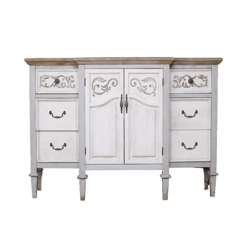 Vintage Sideboard Cabinet – Rustic French Country Buffet with Drawers and Doors, Farmhouse Storage Console image 2