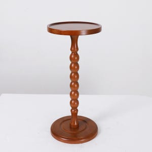 Small Round Accent Table – Pedestal Drink Stand & Plant Riser for Living Room, Bedroom, Entryway