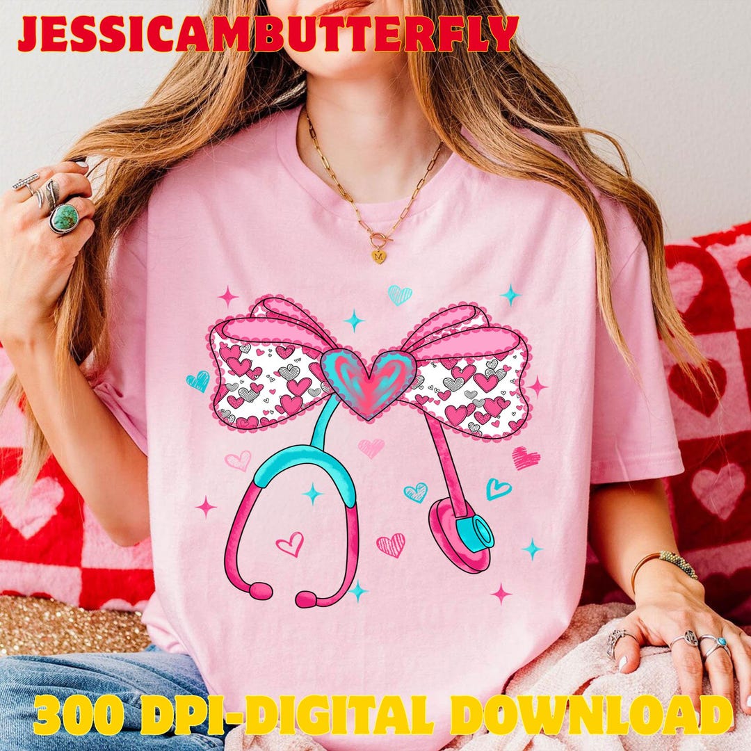 Pink Valentine Nurse PNG, Stethoscope Bow (digital Download) - Etsy