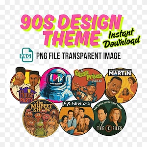 Descarga de tema de diseño de los 90 PNG / TV de los 90 / Tema retro / Invitación de los 90 / Imprimible / Descarga digital / Descarga instantánea / Fiesta de los 90