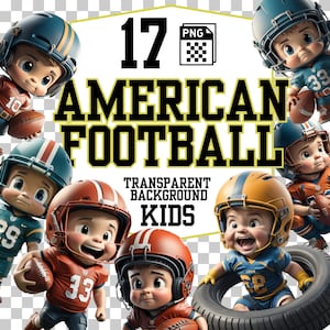 American Football Kids Clipart: PNG Bundle (Digital Download)