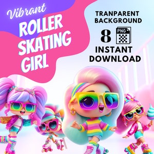 PNG-download Levendige rolschaatsen Leuk schattig verjaardagsmeisje personage download elk personage in png-bestandsindeling