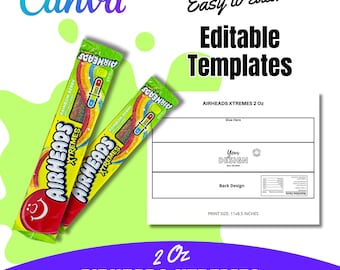 Printable Design AIRHEADS XTREMES 2 Oz  | DIY Birthday Nutrition Label - Canva Editable Digital Download