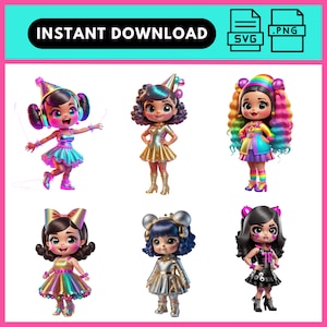 Png Svg Download Cute Adorable Birthday Girl Character download each of character in PNG and SVG files format