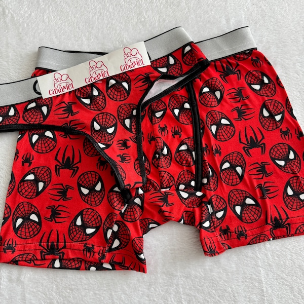 sous-vêtements assortis Couple Spider/minou/cinnamoroll, boxer et string