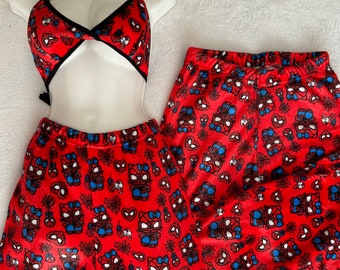 Pijama Matching Couple Spider hello kitty roja