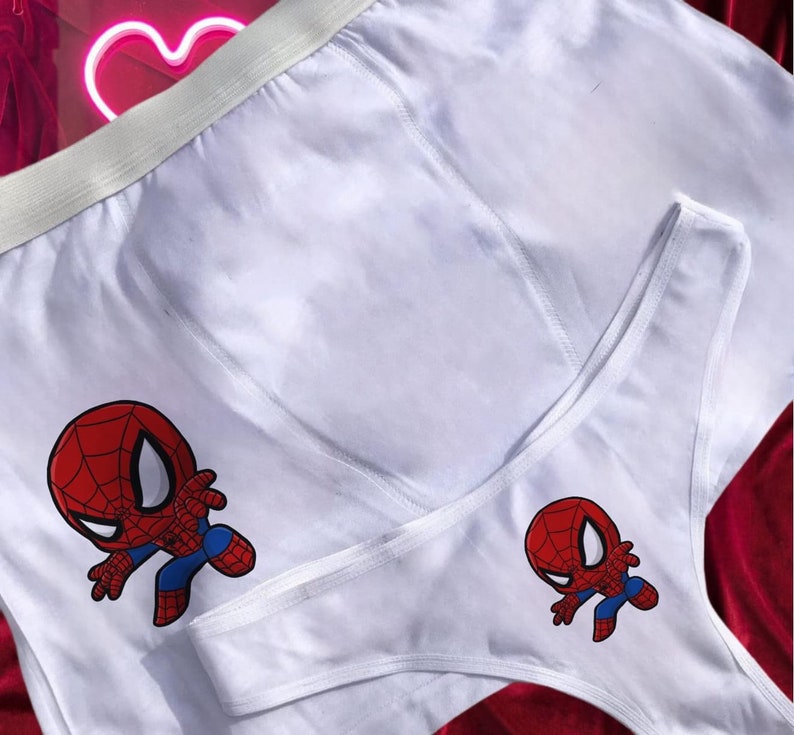 Ensemble de sous-vêtements pour couples Spiderman Spiderman white