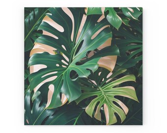 Organic Monstera Plant Wood Canvas Print - Eco-Friendly Home Decor | Rustic Greenery | 15mm Plywood