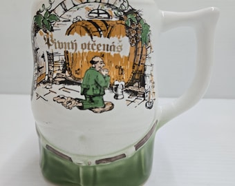 Vintage Novelty German Beer Stein "Praying For Beer" Belly Sticking out of Pants Ceramic
