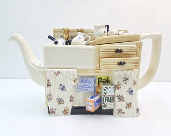 Vintage  Paul Cardew Design Limited Edition Kitchen Sink Ceramic Teapot 12"